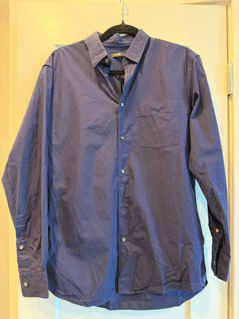 +J Uniqlo Supima Cotton Regular Fit Long Sleeve Navy Shirt - Picture 2 of 8